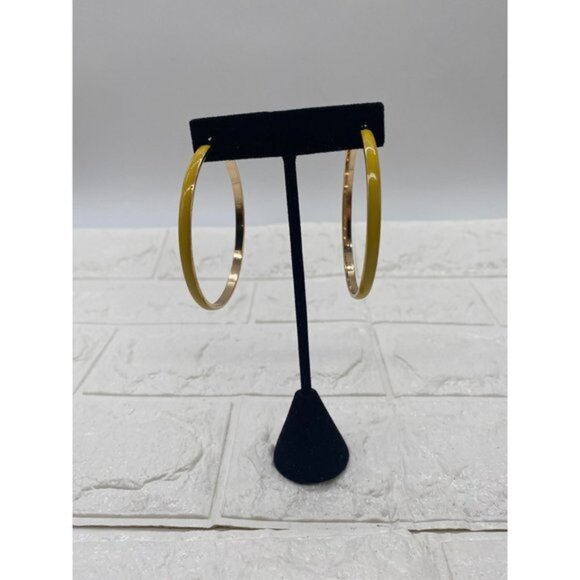 Women’s Big Enamel Hoop Earrings with Rose Gold Tone Plated, Nickel-free Stainle - Picture 7 of 8